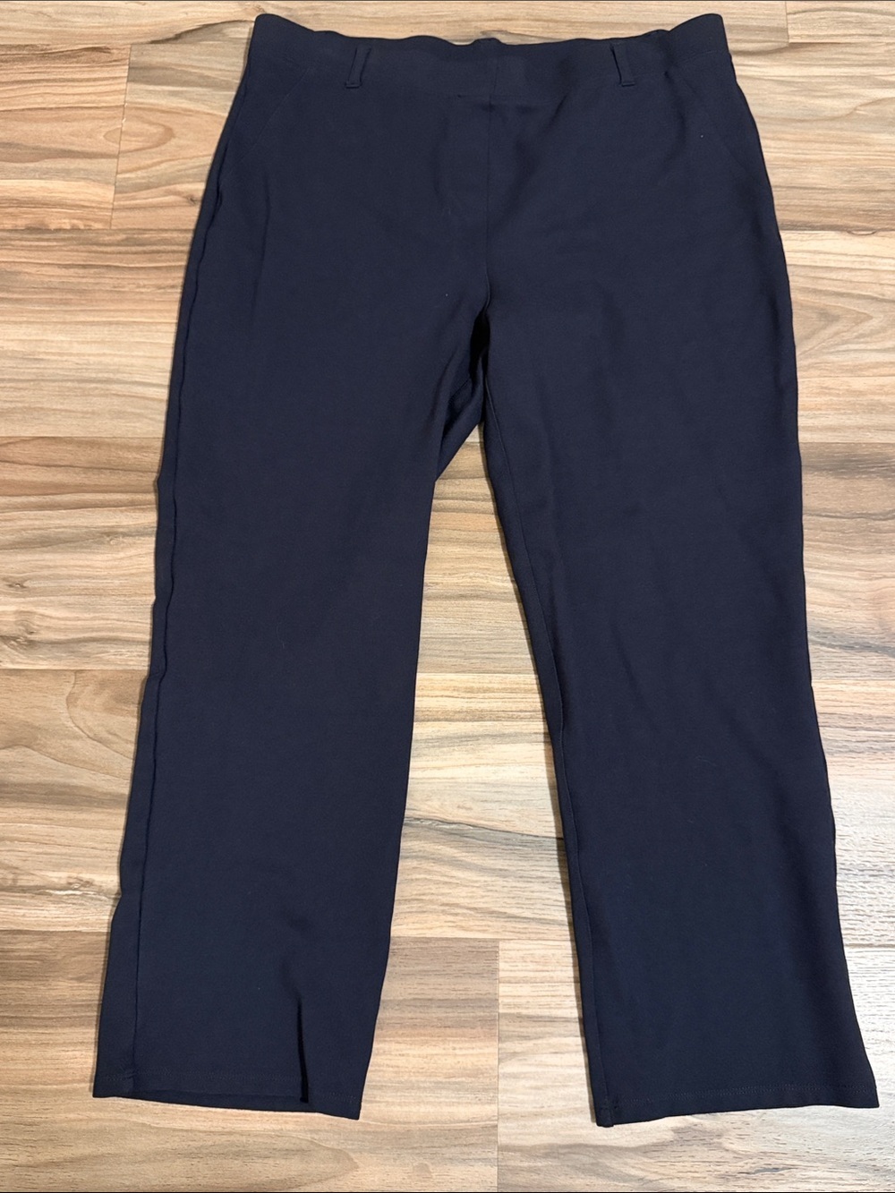 Quince Navy Pull On Ultra Stretch Ponte Straight Leg 4 Pocket Pants XL Ankle